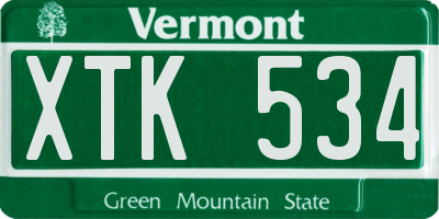 VT license plate XTK534