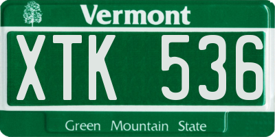 VT license plate XTK536
