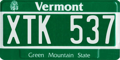 VT license plate XTK537