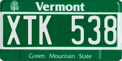VT license plate XTK538