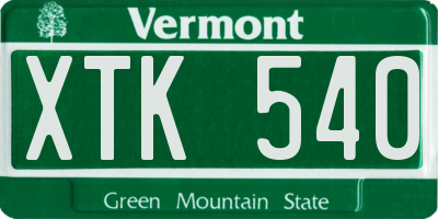 VT license plate XTK540