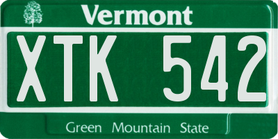 VT license plate XTK542