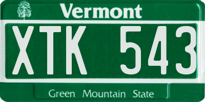VT license plate XTK543