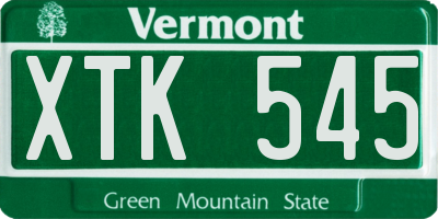 VT license plate XTK545