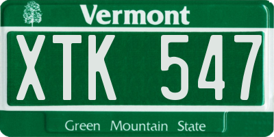 VT license plate XTK547