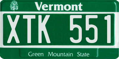 VT license plate XTK551