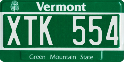 VT license plate XTK554