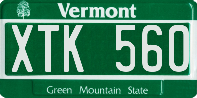 VT license plate XTK560