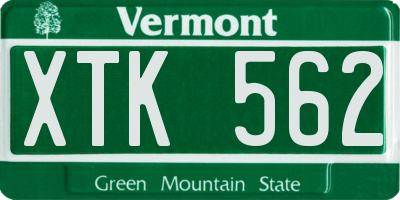 VT license plate XTK562