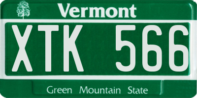 VT license plate XTK566