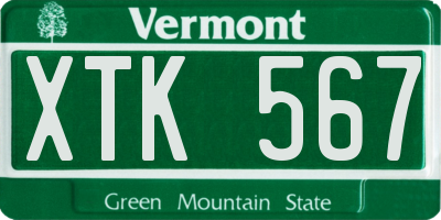 VT license plate XTK567
