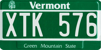 VT license plate XTK576