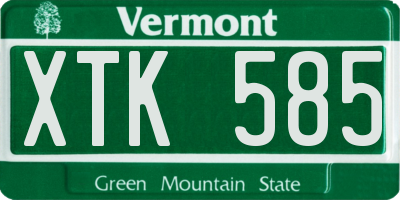 VT license plate XTK585