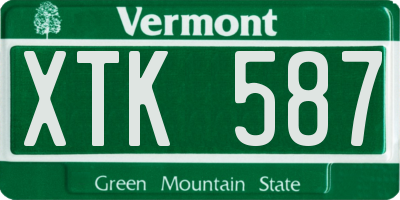 VT license plate XTK587