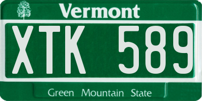 VT license plate XTK589