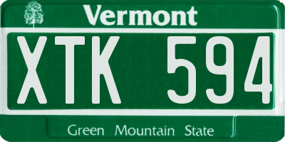 VT license plate XTK594