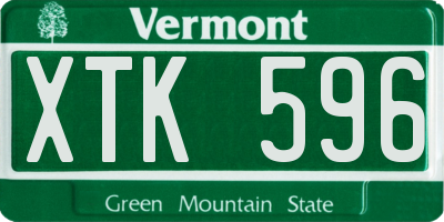 VT license plate XTK596