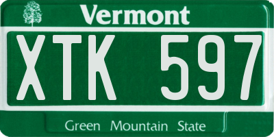 VT license plate XTK597