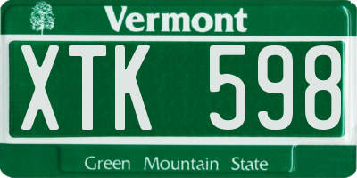 VT license plate XTK598