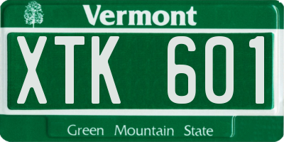 VT license plate XTK601