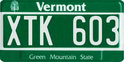 VT license plate XTK603