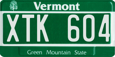 VT license plate XTK604
