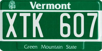 VT license plate XTK607