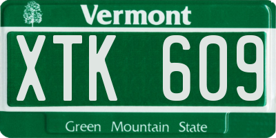 VT license plate XTK609