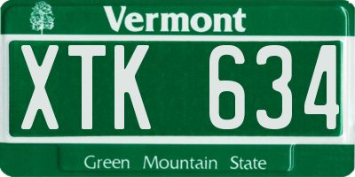 VT license plate XTK634