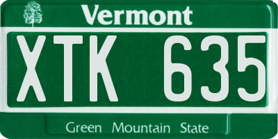 VT license plate XTK635