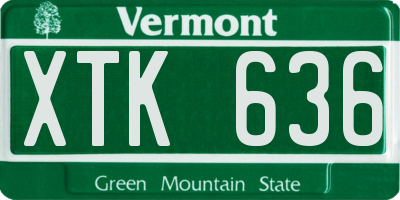 VT license plate XTK636