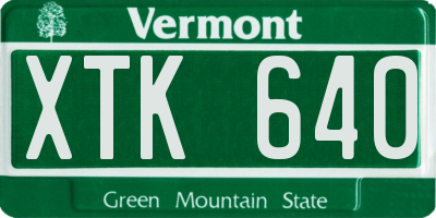 VT license plate XTK640
