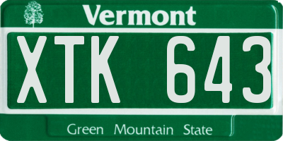 VT license plate XTK643