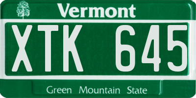 VT license plate XTK645