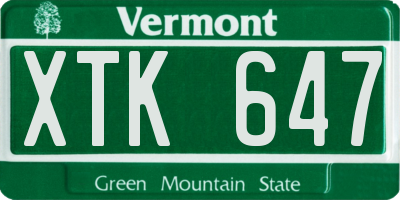 VT license plate XTK647