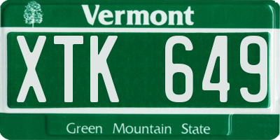 VT license plate XTK649