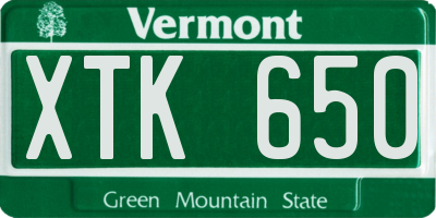 VT license plate XTK650