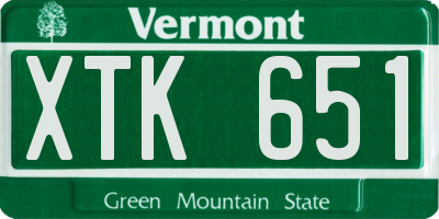 VT license plate XTK651