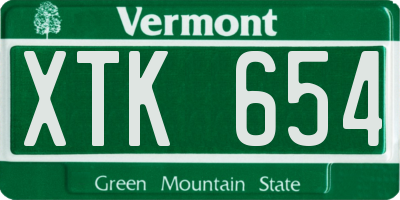 VT license plate XTK654