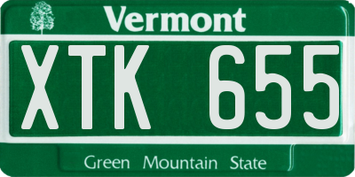 VT license plate XTK655