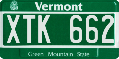 VT license plate XTK662