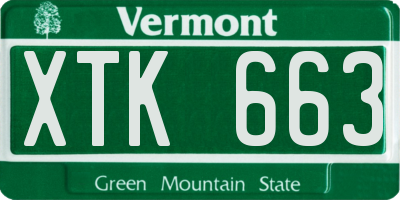 VT license plate XTK663