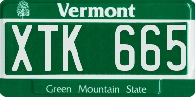 VT license plate XTK665