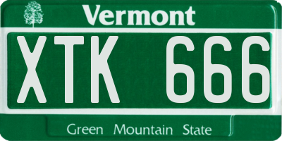 VT license plate XTK666