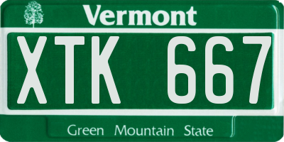 VT license plate XTK667
