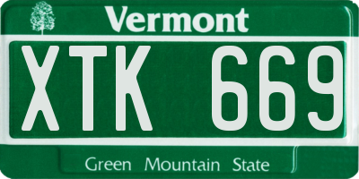 VT license plate XTK669