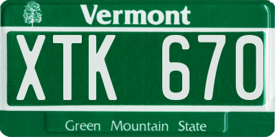 VT license plate XTK670