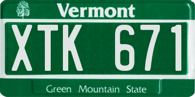 VT license plate XTK671