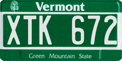 VT license plate XTK672