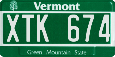 VT license plate XTK674